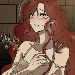 ♠️ 980b776f 멈칫 여자, 만화, 애니메이션, 빨간 머리, 드레스, 표정 telegram sticker