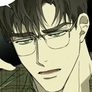 💚 3cfa195b homme, lunettes, dessin animé, vert, sérieux whatsapp sticker