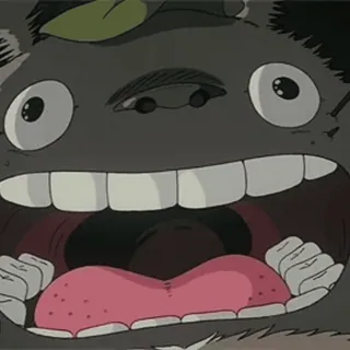 😲 59d772dd Totoro My Neighbor Totoro 토토로, 스튜디오 지브리, 애니메이션, 만화, 귀여운, 웃긴, 입 벌림 telegram sticker