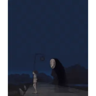 🚶‍♀️ 824eced5 No-Face Spirited Away 애니메이션, 센과 치히로의 행방불명, 가오나시, 스튜디오 지브리, 유령 telegram sticker