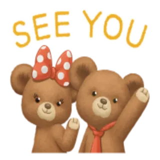 🤚 03a96264 SEE YOU beren, doei, tot ziens, afscheid, dieren, cartoon telegram sticker