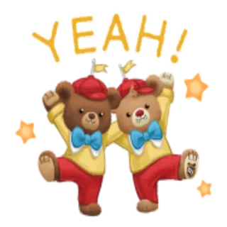 🪄 3297c12b YEAH! beren, dans, feest, cartoon, vrolijk, schattig telegram sticker