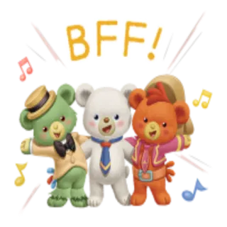 🎧 90925d49 BFF! beren, beste vrienden voor altijd, BFF, cartoon, vriendschap, musical, schattig telegram sticker