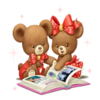 📚 f2613f2e teddybeer, lezen, schattig, dieren, cartoon telegram sticker