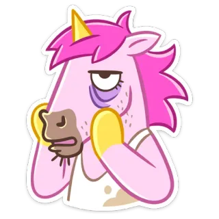 😴 2b7b6e4a единорог, розовый, мультик, уставший, измученный, животное telegram sticker