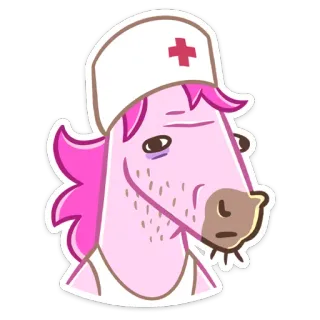 👩‍⚕ 5ed73865 лошадь, медсестра, розовый, мультфильм, медицина, здравоохранение, животное, врач telegram sticker