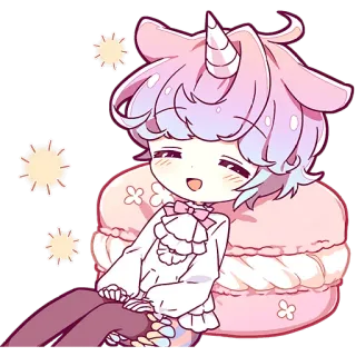 ☺️ 0dc53498 imut, kawaii, unicorn, makaron, pastel, chibi, manga, anime telegram sticker