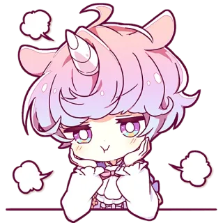 😤 1117eff8 Anime, Chibi, Unicorn, Kawaii, Lucu, Manga, Fantasi, Pastel telegram sticker