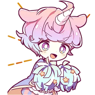 ✊ 375cfed2 kawaii, unicorn, imut, pastel, chibi, anime, pemandu sorak telegram sticker