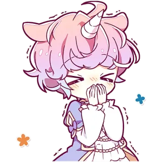 🫣 41da581b Anime, Kawaii, Lucu, Unicorn, Chibi, Kartun, Seni digital telegram sticker