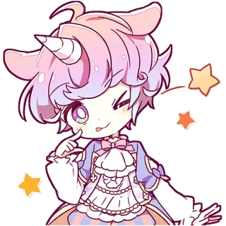 😜 892fa452 Anime, Kartun, Unicorn, Chibi, Bintang, Lucu, Kawaii, Fantasi telegram sticker