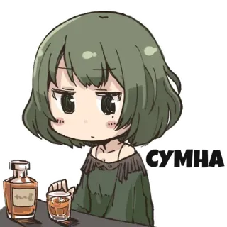 😔 09a4aa2f СУМНА Аниме, Девушка, Алкоголь, Пьет, Грустный whatsapp sticker