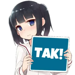 👍 c055239c TAK! аниме девушка, да, да, польский, согласие, милый, иллюстрация whatsapp sticker