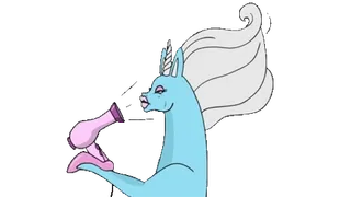 🦄 2cf797f2 единорог, животное, фэнтези, прическа, фен, красота telegram sticker