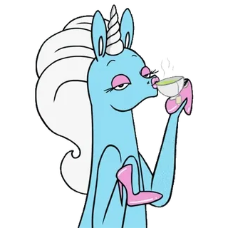 🦄 80a0c429 единорог, чай, каблуки, модный, мультфильм, животное telegram sticker