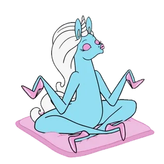 🦄 a8ed3ab6 единорог, медитация, мультфильм, животное, йога, фэнтези telegram sticker