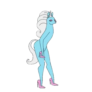 🦄 a9675946 единорог, каблуки, гламур, вымышленное существо, мультфильм, фэнтези, животное, синий, белый telegram sticker