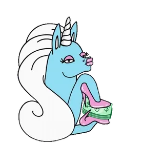 🦄 ded3eb9d единорог, деньги, мультфильм, роскошь, богатство, каблуки telegram sticker