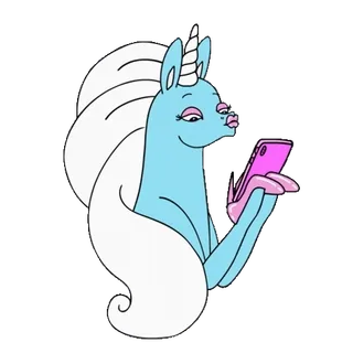 🦄 f1695b64 единорог, мобильный телефон, синий, милый, фэнтези, животное telegram sticker