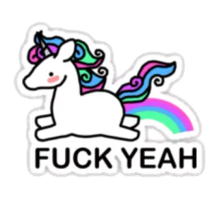 👍 44e9617f FUCK YEAH 유니콘, 불쾌한, 스티커, 만화, 저속한 telegram sticker