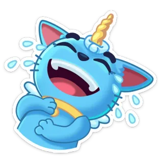 🤣 02c3b2f3 แมว, ยูนิคอร์น, น้ำ, ฝักบัว, สีน้ำเงิน, การ์ตูน telegram sticker