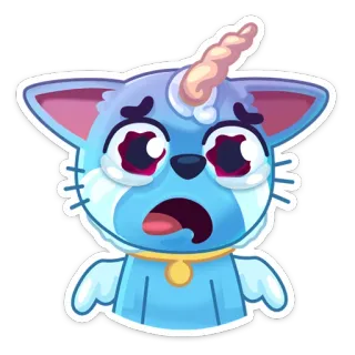 😢 4b1700fd แมว, ยูนิคอร์น, การ์ตูน, ร้องไห้, เศร้า, สัตว์ telegram sticker