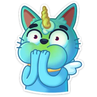 🤢 e336b12c การ์ตูน, แมว, ยูนิคอร์น, ปีก, น่ารัก, สีฟ้า, สติกเกอร์, เวทมนตร์ telegram sticker