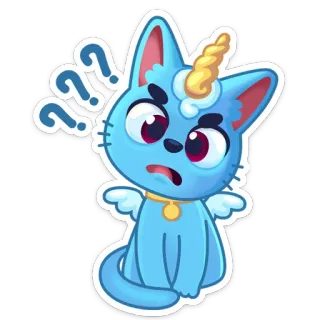 ❓ e378552f ยูนิคอร์น, แมว, คำถาม, สับสน, น่ารัก, สัตว์ telegram sticker