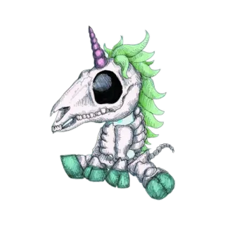 🦄 3e0a13a1 独角兽, 骷髅, 头骨, 幻想, 怪物, 生物, 可爱 telegram sticker