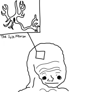🥴 1f7933d0 Wojak The Sole Neuron Мем, Вояк, Мозг, Нейрон, Грустный, Дэнк telegram sticker