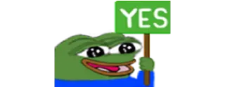 ☺️ 277bb421 Pepe the Frog YES ペペ, カエル, ミーム, はい, 同意 telegram sticker