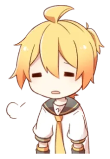 💭 19947f7d Kagamine Len vocaloid, anime, kawaii, traurig, verärgert, kagamine len, gelb telegram sticker