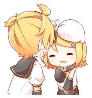 💭 3a2a6d22 Kagamine Rin and Len Anime, Vocaloid, Kawaii, Duo, Gelbe Haare, Niedlich telegram sticker