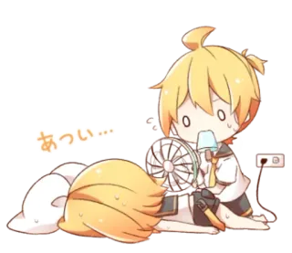 💭 b41d1718 あつい... Anime, Cartoon, Fan, Sommer, Hitze, Schweiß, Chibi telegram sticker