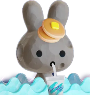 🥌 36b7edac thỏ, bánh kếp, nước uống, hoạt hình, 3D, dễ thương telegram sticker