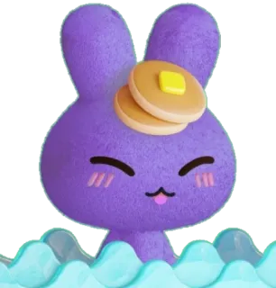 🟣 a43cb8a3 dễ thương, thỏ, bánh kếp, động vật, hoạt hình, kawaii, tím telegram sticker