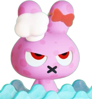 💧 d056816f thỏ, đồ chơi, dễ thương, hồng, mắt đỏ, nơ telegram sticker