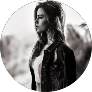 ☁️ 6e06fb7d portrait, woman, black and white, jacket, fashion, style telegram sticker