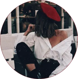 🥜 904dfa3f woman, beret, fashion, style, outfit, pose telegram sticker