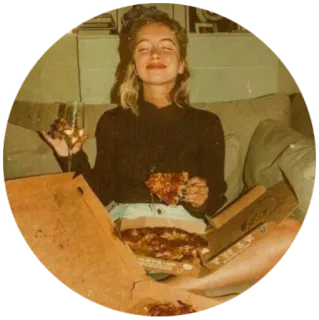🧺 90fa201e woman, pizza, food, glass, drink, indoor telegram sticker