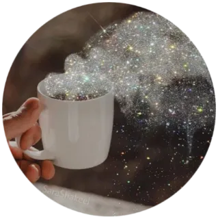 🤍 d74a7e7d SaraShakeel coffee, tea, drink, sparkle, glitter, cup telegram sticker