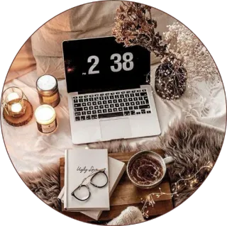 🧺 fafc518d Ugly Love coffee, laptop, book, candles, cozy, aesthetic, glasses, flowers telegram sticker