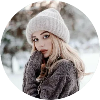 ☁️ fb12c98f woman, winter, portrait, hat, snow, gloves, model telegram sticker