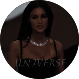 ☁️ 55ac5716 UNIVERSE wanita, kalung, gaun hitam, alam semesta telegram sticker