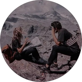 ☕️ 85cfc4e4 pasangan, gunung, peta, perjalanan, luar ruangan, mendaki gunung telegram sticker