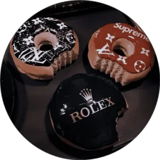 ☕️ bf23b755 Supreme ROLEX donat, makanan, mewah, hidangan penutup, bermerek, supreme, rolex telegram sticker