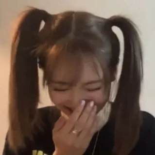 🥢 e559f645 woman, laughing, ponytails, cute, funny, happy whatsapp sticker