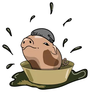 👍 45819a96 świnia, błoto, zwierzę, kreskówka, słodki, kąpiel telegram sticker