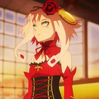 🥀 400cdab5 anime, wanita, gaun merah, mawar, karakter, ilustrasi, perempuan telegram sticker