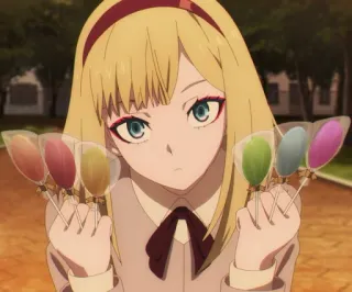 🥀 546a2f4d anime, gadis, permen lolipop, imut, rambut pirang telegram sticker